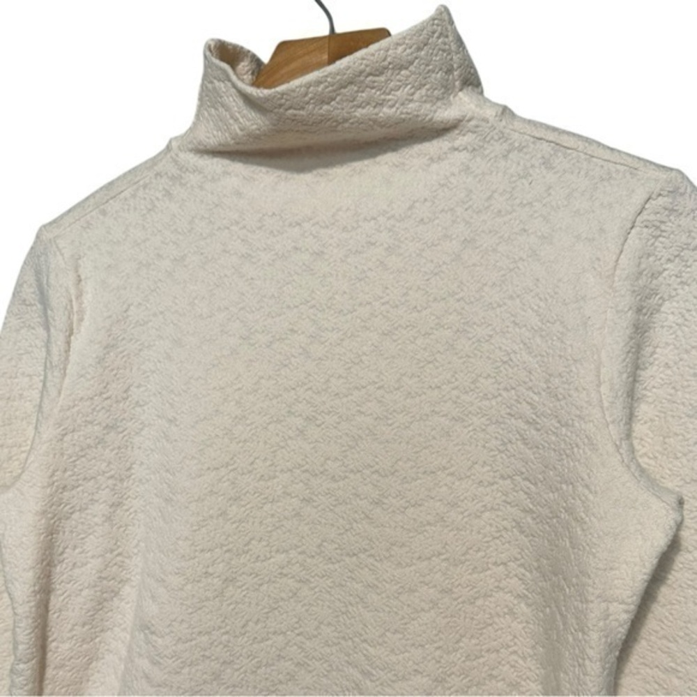 Roller Rabbit Women’s Size S Cream Textured Mock Neck Ruched Sides Shirt Top